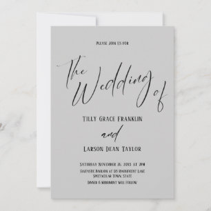 Simple Typography Simple The Wedding Of Light Grey Invitation