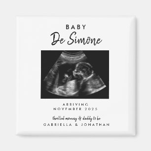 Simple Typography Sonogram Photo Pregnancy Magnet