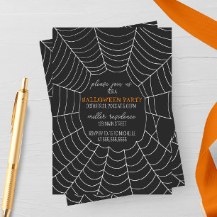 Simple Typography Spiderweb Halloween Party Invitation