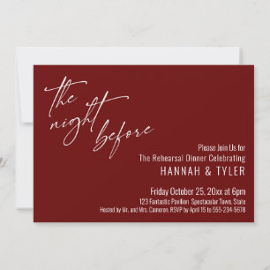 Simple Typography The Night Before Burgundy Invitation