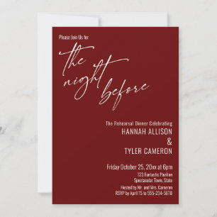 Simple Typography The Night Before Burgundy Invitation