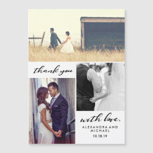 Simple Typography   Three Photo Wedding Thank You
