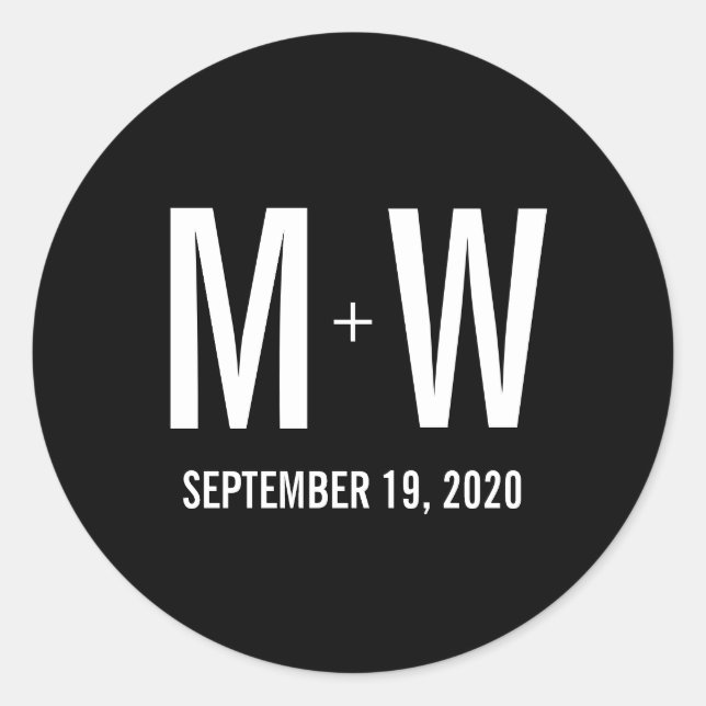 Simple Typography Wedding Favour Monogram Sticker (Front)