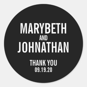 Simple Typography Wedding Favour Thank You Sticker