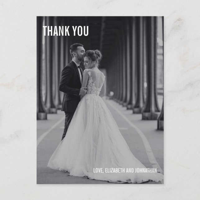 Simple Typography Wedding Thank You Photo Postcard (Front)