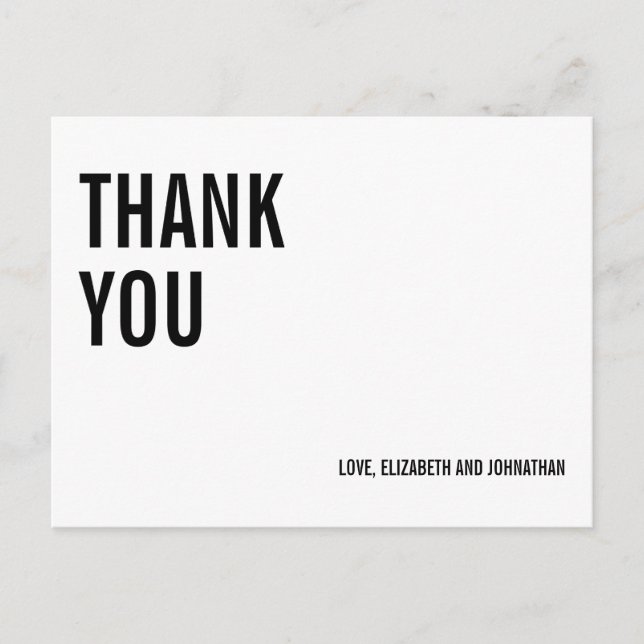 Simple Typography Wedding Thank You Postcard (Front)
