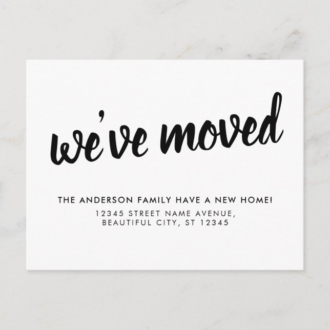 Simple Typography We've Moved Moving Announcement Postcard (Front)