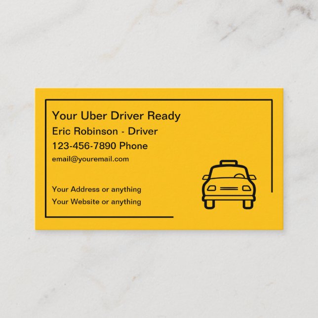 Simple Uber Driver Business Cards Design (Front)