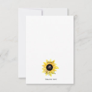 Simple Ultrasound Sunflower Cute Baby Shower Thank You Card