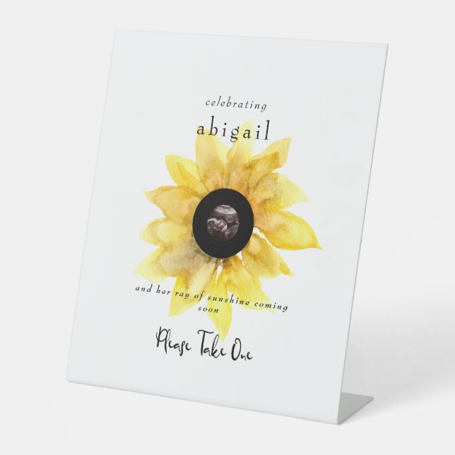 Simple Ultrasound Sunflower Cute Please Take One Pedestal Sign (Front)