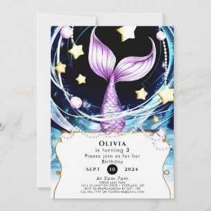 Simple Under the Sea Mermaid Birthday Invitation