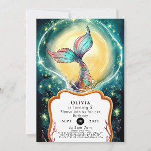 Simple Underwater Mermaid Birthday Invitation