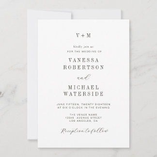 simple unique black and white wedding invitation