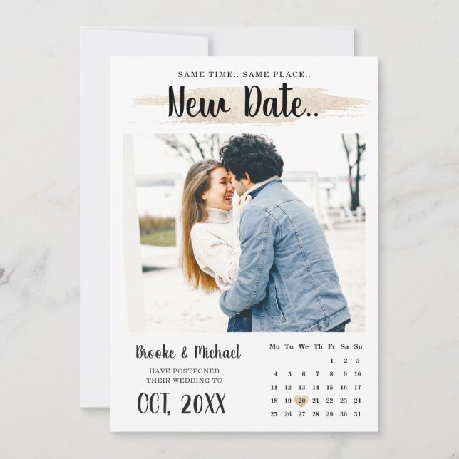 Simple unique Stylish  Calendar Change The Date Save The Date (Front)