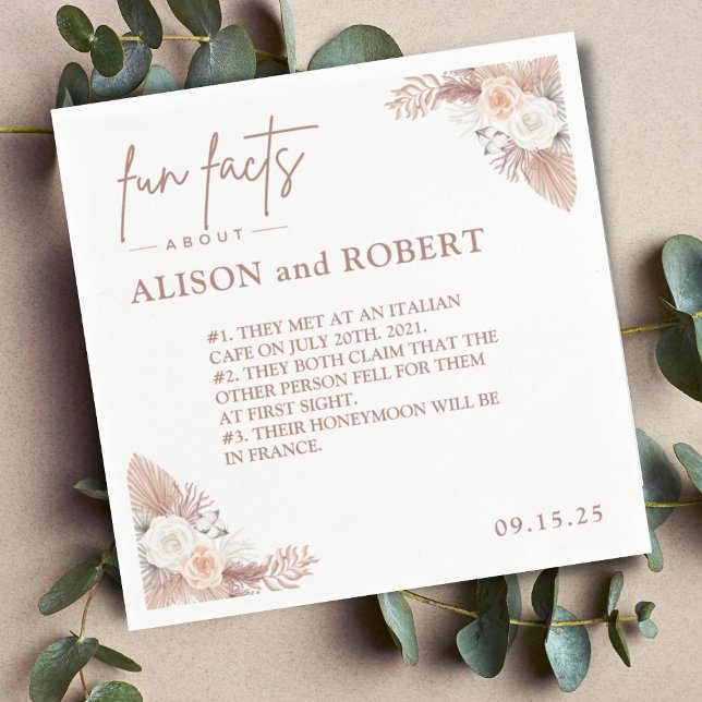 Simple Unique Trendy Fun Facts Wedding  Napkin (Creator Uploaded)