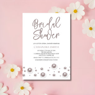 Simple Unique White Pearl Bridal Shower Invitation