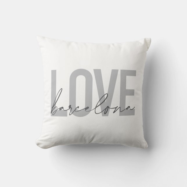 Simple, urban, modern, cool design Love Barcelona Cushion (Front)
