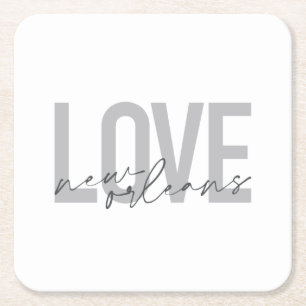 Simple, urban, modern cool design Love New Orleans Square Paper Coaster