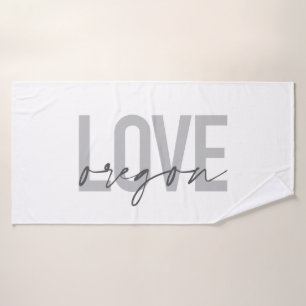 Simple, urban, modern, trendy, design Love Oregon Bath Towel