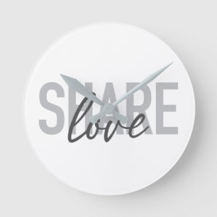 Simple, urban, trendy, modern type Share Love Round Clock