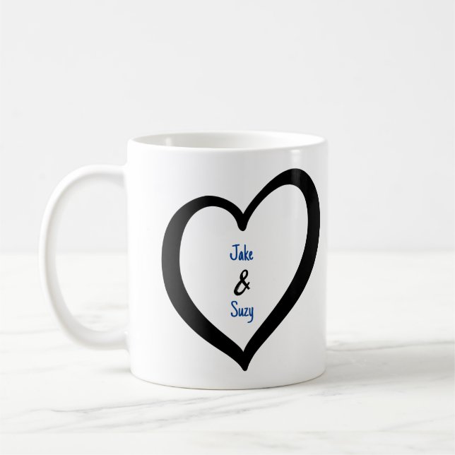 Simple Valentine Monogram Heart Coffee Mug (Left)