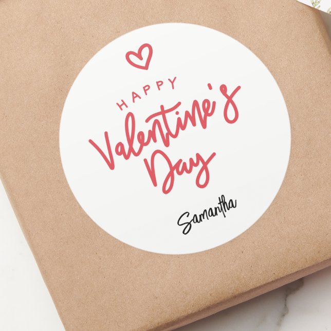 Simple Valentine's Day Favor Classic Round Sticker (Creator Uploaded)