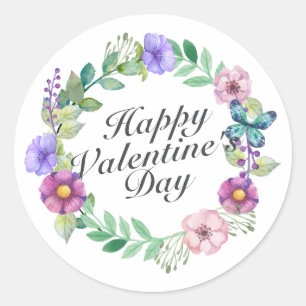 Simple Valentine's Day Floral Wreath Sticker
