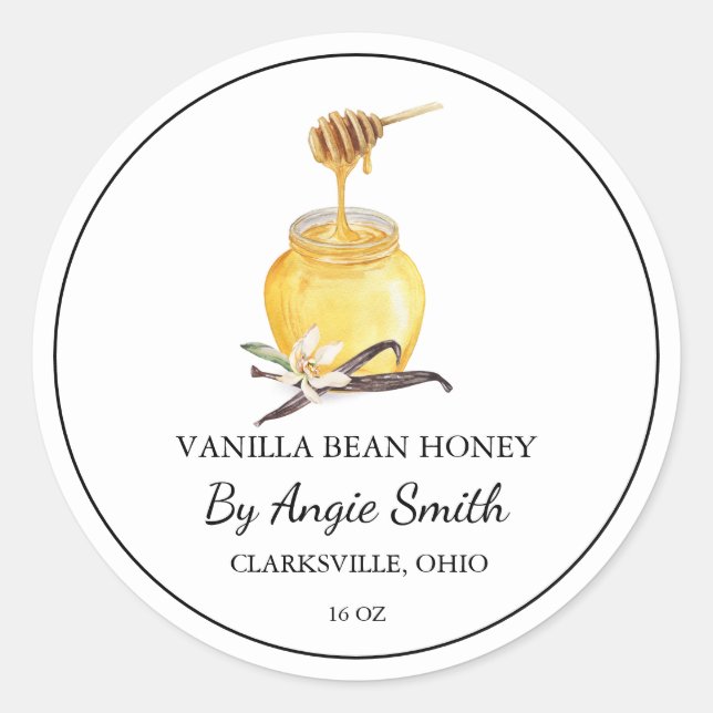 Simple Vanilla Bean Infused Honey Label (Front)