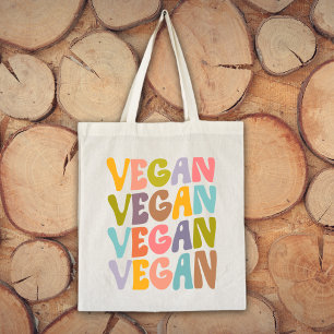 Simple Vegan, Trendy Flowers Retro Tote Bag