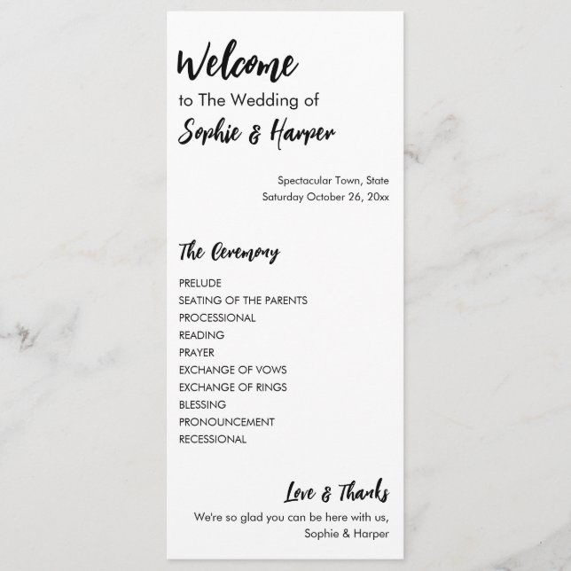 Simple, Versatile, Casual Black & White Program (Front)