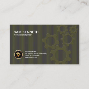 Simple Vertical Bar Lines Mechanical Engineering Business Card
