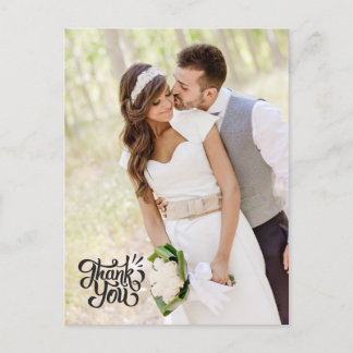 Simple Vertical Wedding Thank You Postcard Elegant