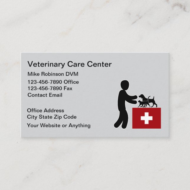 Simple Veterinary Pet Doctor Business Cards (Front)