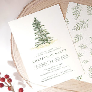 Simple Vintag Evergreen Christmas Party Invitation