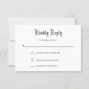 Simple Vintage Black Script RSVP Card