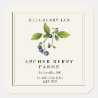 Simple Vintage Blueberry Jam Jar Label