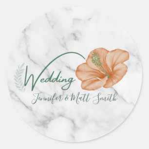 Simple Vintage Botanical Wedding Classic Round Sticker