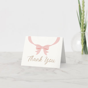 Simple Vintage Bow Girl Baby Shower  Thank You Card
