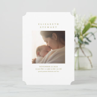 Simple Vintage Floral 2 Photo Birth Announcement