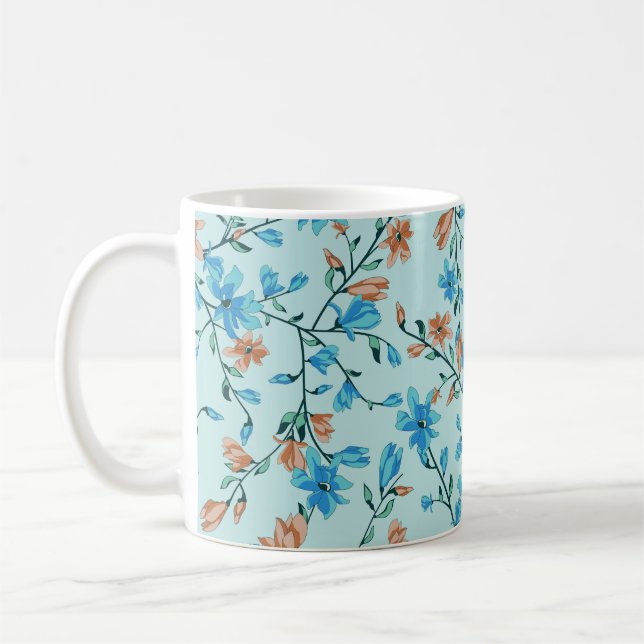 Simple Vintage: Floral Fabric Pattern Coffee Mug (Left)