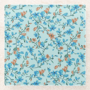 Simple Vintage: Floral Fabric Pattern Glass Coaster