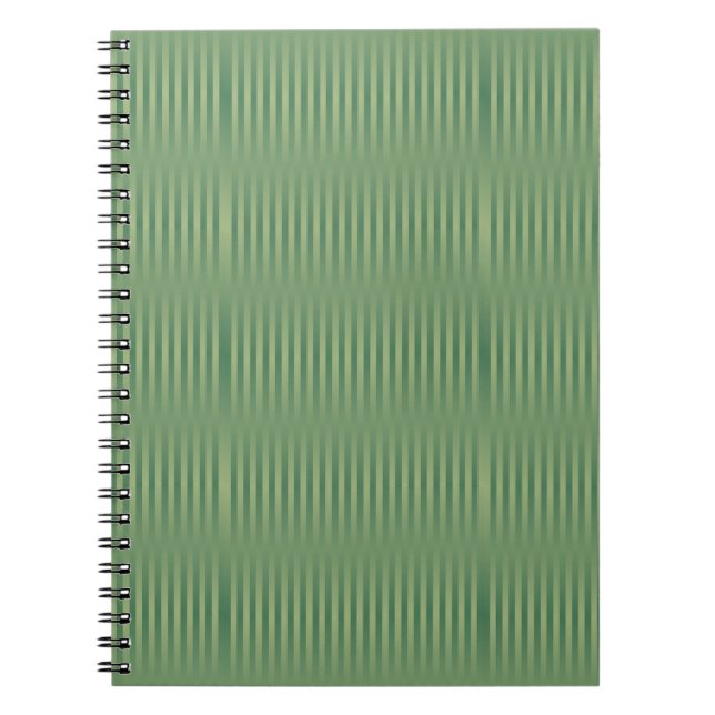 Simple Vintage Olive Sage Green Gradient Striped Notebook (Front)