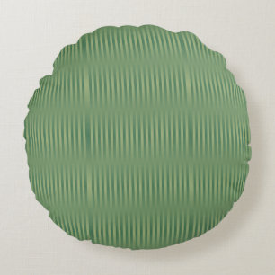Simple Vintage Olive Sage Green Gradient Striped Round Cushion