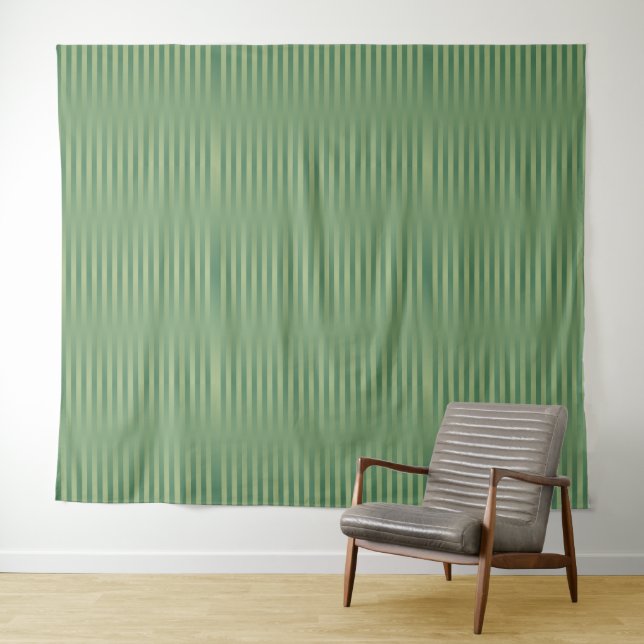 Simple Vintage Olive Sage Green Gradient Striped Tapestry (In Situ (Horizontal))