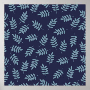 Simple vintage pattern. Dark blue background, blue Poster