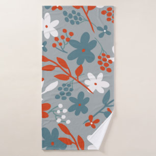 Simple vintage pattern. Grey background, orange, Bath Towel