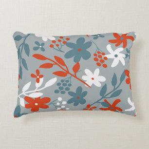 Simple vintage pattern. Grey background, orange, Decorative Cushion