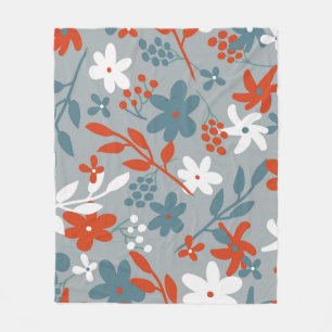 Simple vintage pattern. Grey background, orange, Fleece Blanket