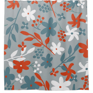 Simple vintage pattern. Grey background, orange, Shower Curtain