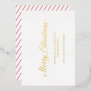 Simple Vintage Script Elegant Christmas Foil Holiday Card